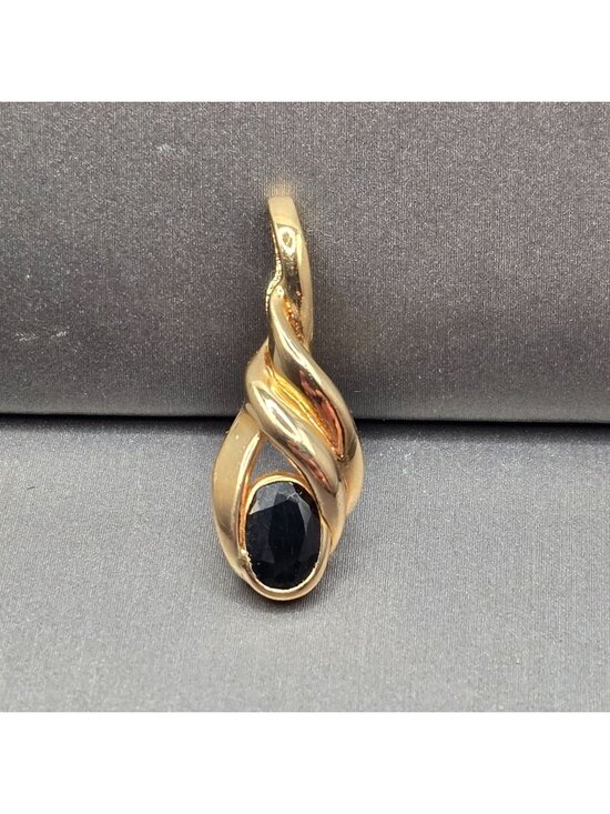 Unbranded Jewelry - 14k Yellow Gold Natural Blue Sapphire Pendant 1" Bezel Set Oval Gemstone 3.12g